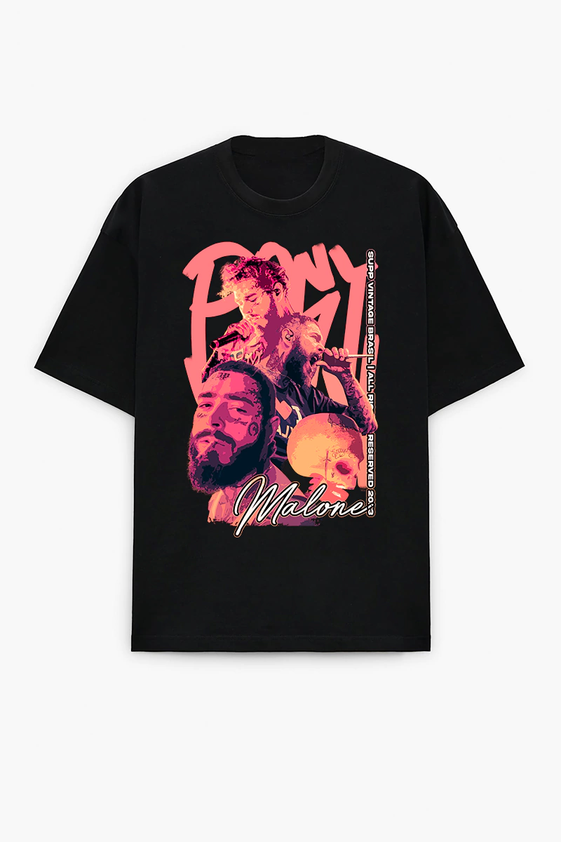 T-SHIRT BLACK VINTAGE POST MALONE