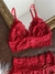 Conjunto sensual Milena vermelho em tule e renda - Quatro peças - loja online