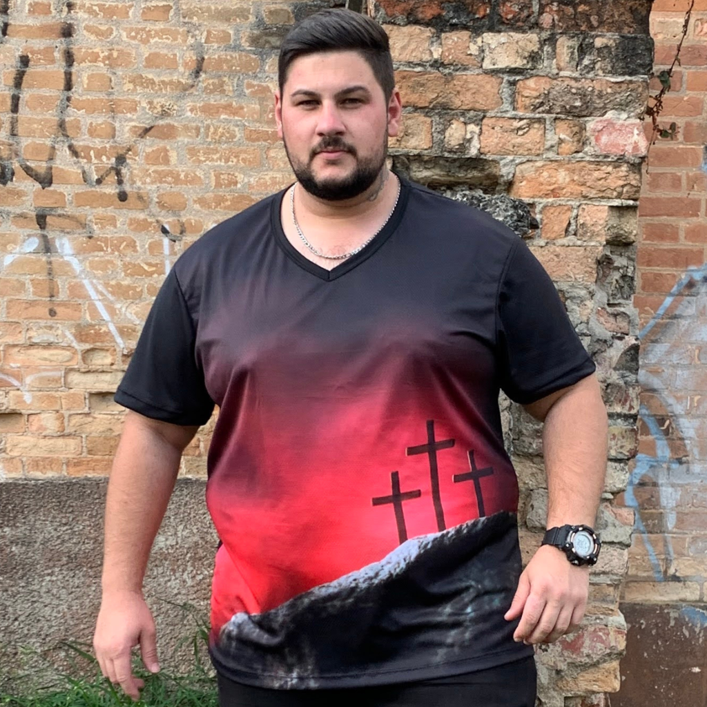 Camiseta Religião Plus Size Masculina Manga Curta Dry Fit Proteção