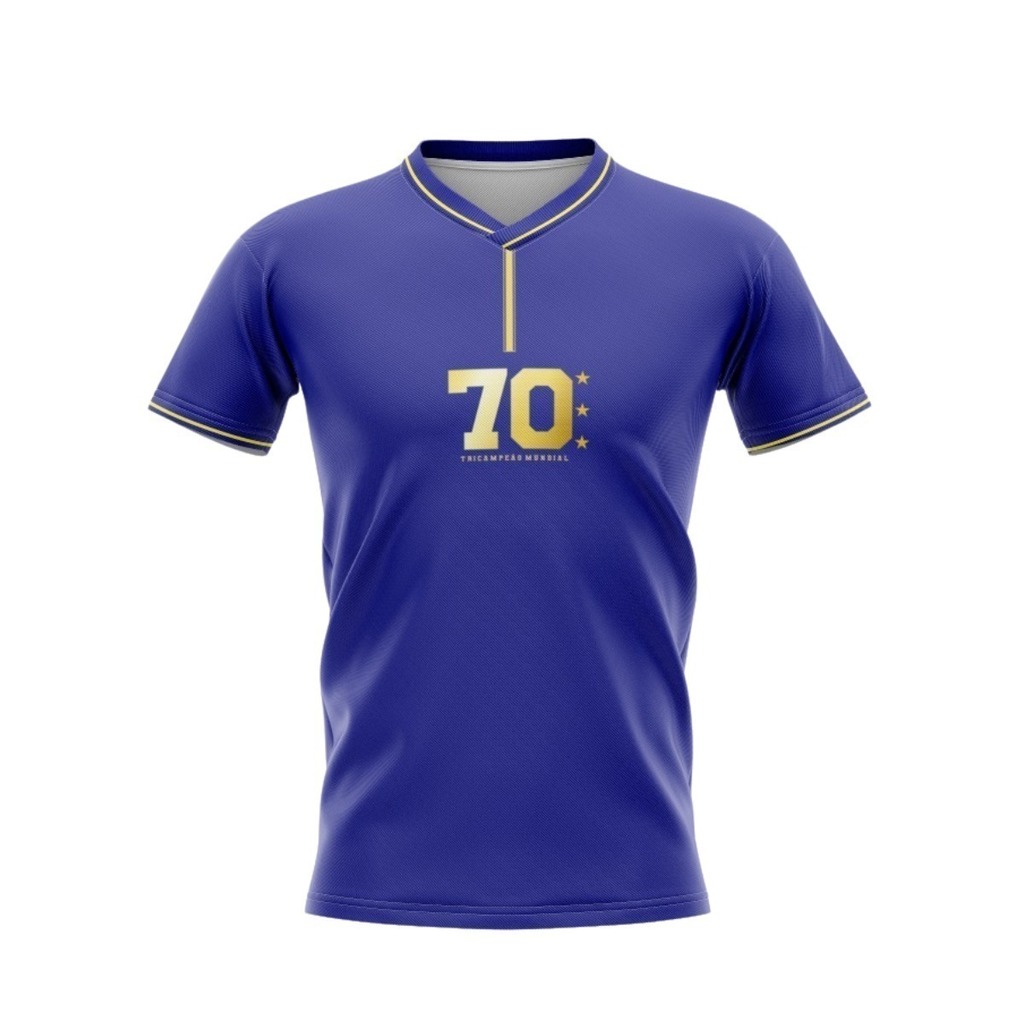 Camisa Brasil Azul Tri 1970 Dry Fit Masculina Plus Size Proteção Uv+