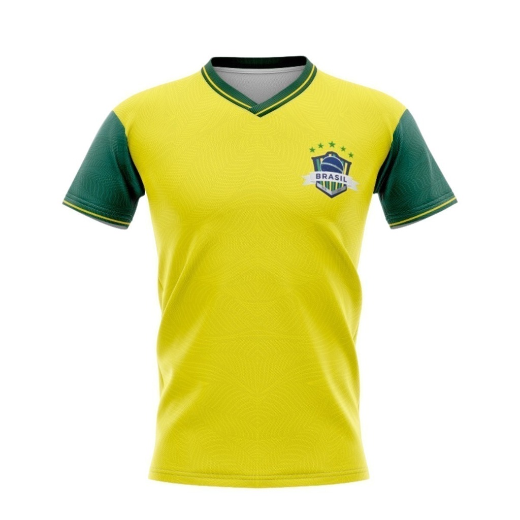 Camisa Brasil Palms Verde Amarela Dry Fit Masculina Plus Size Prot. Uv