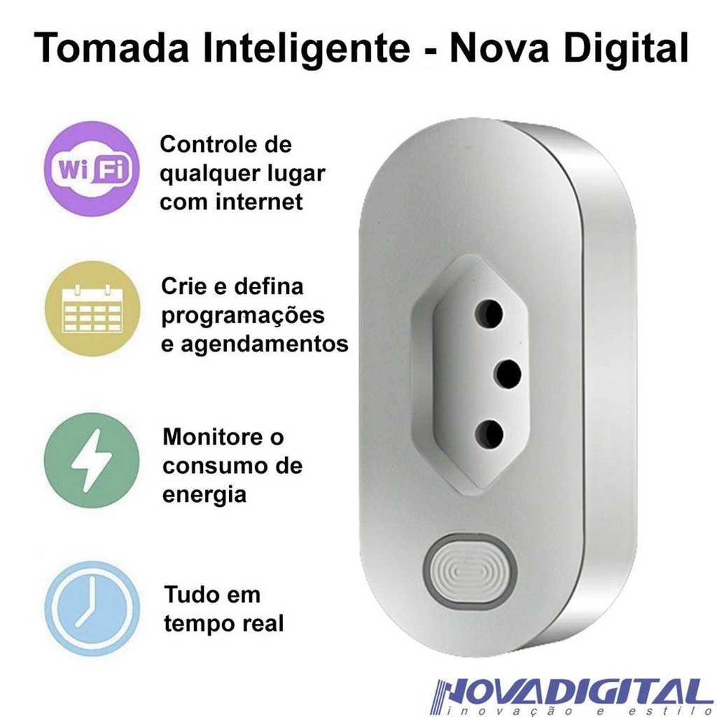 TOMADA INTELIGENTE NOVADIGITAL 16A COM CONSUMO DE ENERGIA