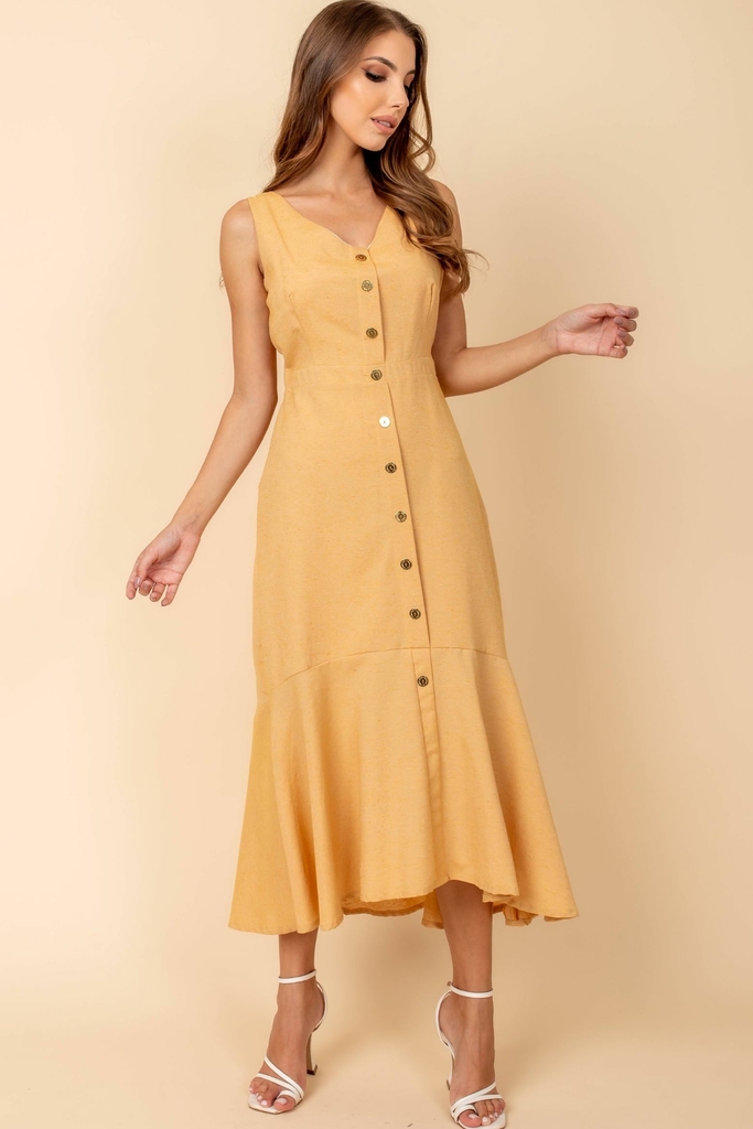 Vestido de botao best sale midi