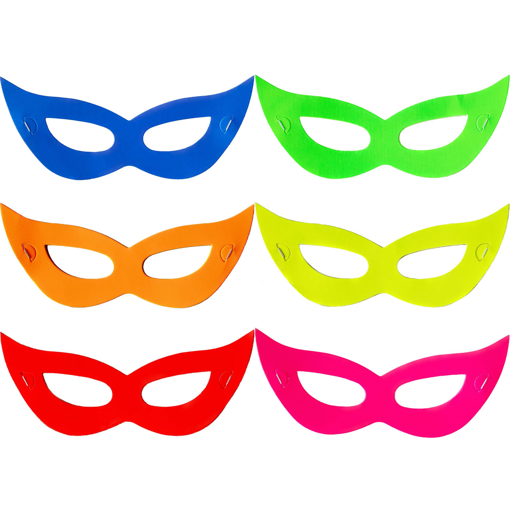 Máscara Carnaval Neon Pacote com 10 Unidades