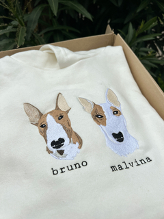 Buzo con capucha bordado a color (2 mascotas) - comprar online