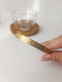 BRACELETE ORAÇÃO DO PAI NOSSO AÇO INOXIDÁVEL dourado