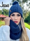 Conjunto de Touca e Gola em lã Azul Jeans