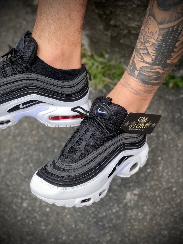 Air max 97 plus preto cheap e branco