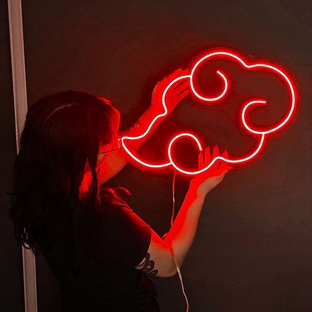 Luminária Neon Led Nuvem Akatsuki  Item de Decoração Naruto Nunca