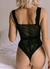 Body Avril - De alças Largas com Detalhes em tule de poá - Preto - comprar online