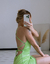 Vestido Chantal - Tecido Acetinado com Decote Drapeado - Verde - comprar online