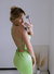 Vestido Chantal - Tecido Acetinado com Decote Drapeado - Verde na internet
