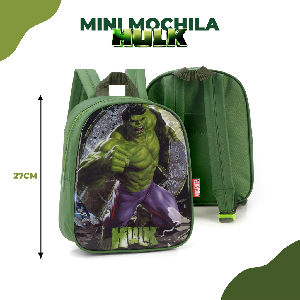Mini Mochila de Costas Bolsa Escolar Infantil do Hulk