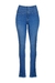 Calça Skinny de cintura alta Azul Andreza e cós triplo, foto frontal still.