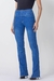 Calça jeans flare azul andreza de cintura alta, com cós triplo, base andreza, foto frontal com foto no produto.