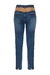 Calça jeans azul médio com suede e tachas - Andreza Chagas | Premium Denim | Jeans Sustentável 