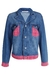 Jaqueta jeans aurora azul com detalhes em tweed rosa na internet