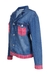 Jaqueta jeans aurora azul com detalhes em tweed rosa - loja online