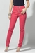Calça jeans skinny power rosa com botões cristais