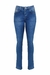 Calça Jeans Skinny Azul Médio Cristiane com detalhes bordados e em spikes foto em still frente