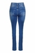 Calça Jeans Skinny Azul Médio Cristiane com detalhes bordados e em spikes foto em still costas