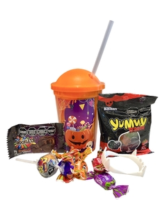 Vaso c/sorbete Halloween c/golosinas (Naranja)