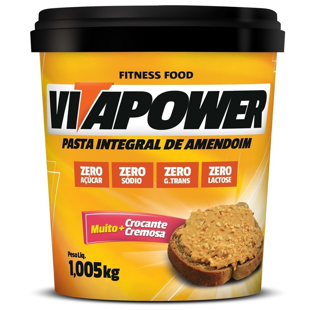 Kit 10X Pasta Integral de Amendoim - 1005g Cacau Protein - VitaPower