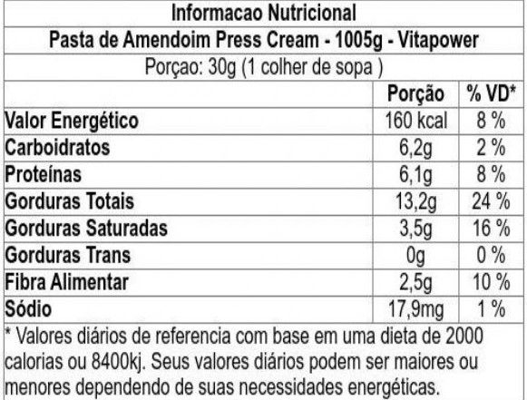 Pasta de Amendoim Integral 1005g -VitaPower