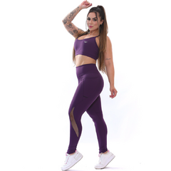 Calça Legging Suplex Poliamida Bolso Lateral Tule Violeta - comprar online