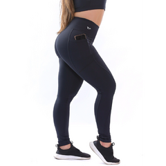 Calça Legging Suplex Poliamida Bolso Lateral Corrida Preto