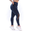 Calça Legging Suplex Poliamida Bolso Lateral Tule Azul M.