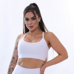 Top Alta Sustentação Academia Fitness Treino Branco