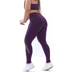 Calça Legging Suplex Poliamida Bolso Lateral Tule Violeta - ElementFit