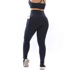 Calça Legging Suplex Poliamida Bolso Lateral Corrida Preto - comprar online