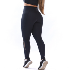 Calça Legging Suplex Poliamida Bolso Lateral Tule Preto - ElementFit