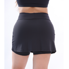 Short Saia Fitness Com Bolso Roupa Feminina Academia Preto - comprar online