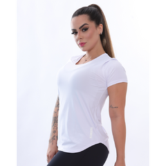 Blusinha Baby Look Comprida Dry-fit Fitiness Branco - loja online