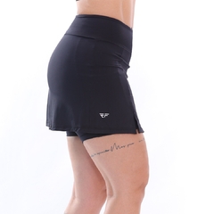 Short Saia Fitness Com Bolso Roupa Feminina Academia Preto - ElementFit