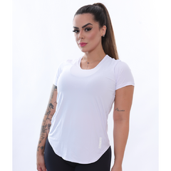 Blusinha Baby Look Comprida Dry-fit Fitiness Branco