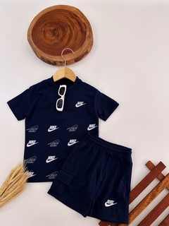 Conjunto Nike - Camiseta algodão com elastano, bermuda moletinho (4 ao 16) - comprar online