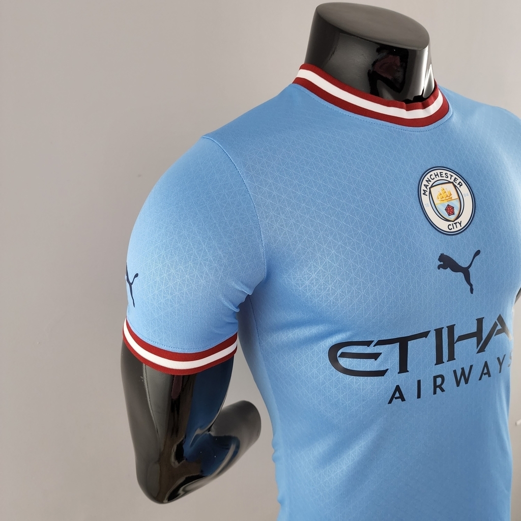 Camisa Manchester City Home 22 23 Jogador Puma Masculina Azul