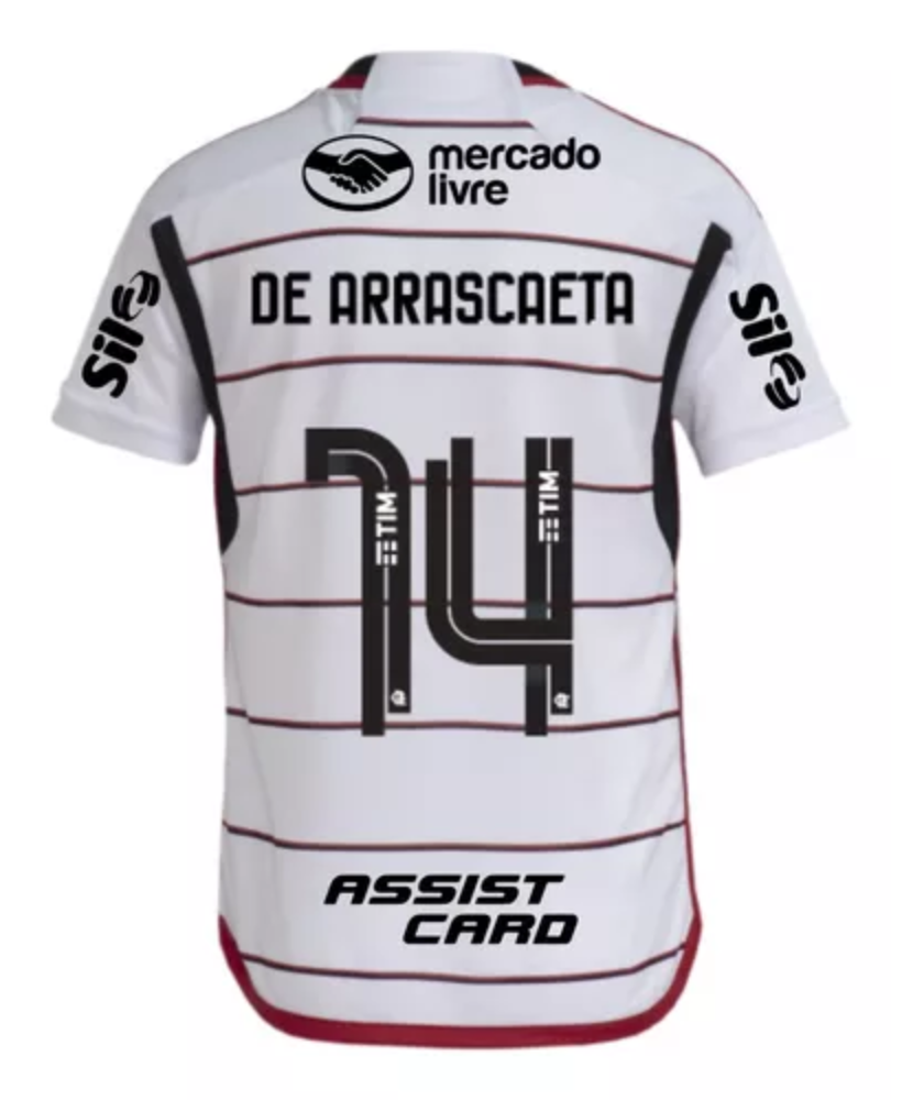 Camisa Flamengo II 23/24 Personalização " De Arrascaeta/14 " adidas  Masculina -Branca