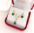 Conjunto Oro 18k cadena, aros y colgante corazón con cubics color verde