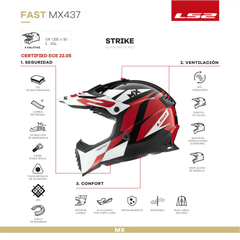 CASCO LS2 437 FAST STRIKE MOTOCROSS NEGRO ROJO BLANCO en internet