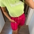 T-shirt feminina malha silque emalto relevo moda neon - loja online