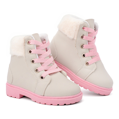 Bota Infantil Feminina Cano Médio Baby Love Bege/Rosa BT22 - comprar online