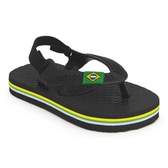 Chinelo Bebê Brasil Menino Com Elástico Preto - Baby Love