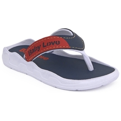 Chinelo Infantil Masculino Anatomico Original Baby Love Branco/Azul