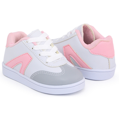 Tênis Infantil Feminino Casual Baby Love Branco/Rosa na internet