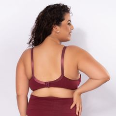 Sutiã Amamentação de Algodão com Renda Plus Size- Sem Bojo-Bordô-ST034PLUS - loja online